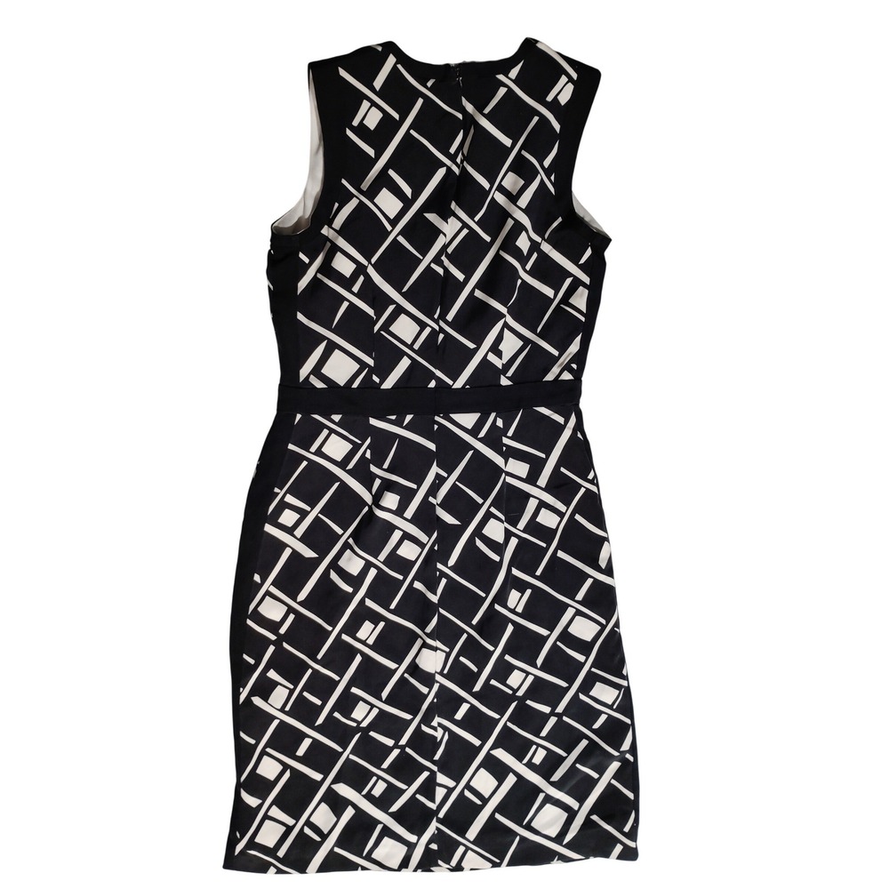 Enzo New York Black White Geometric Sheath Dress Women Size 4 Knee Length - Picture 2 of 11